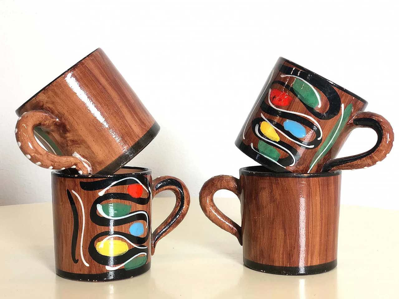 4 Deruta ceramic cups, 60s 1197150