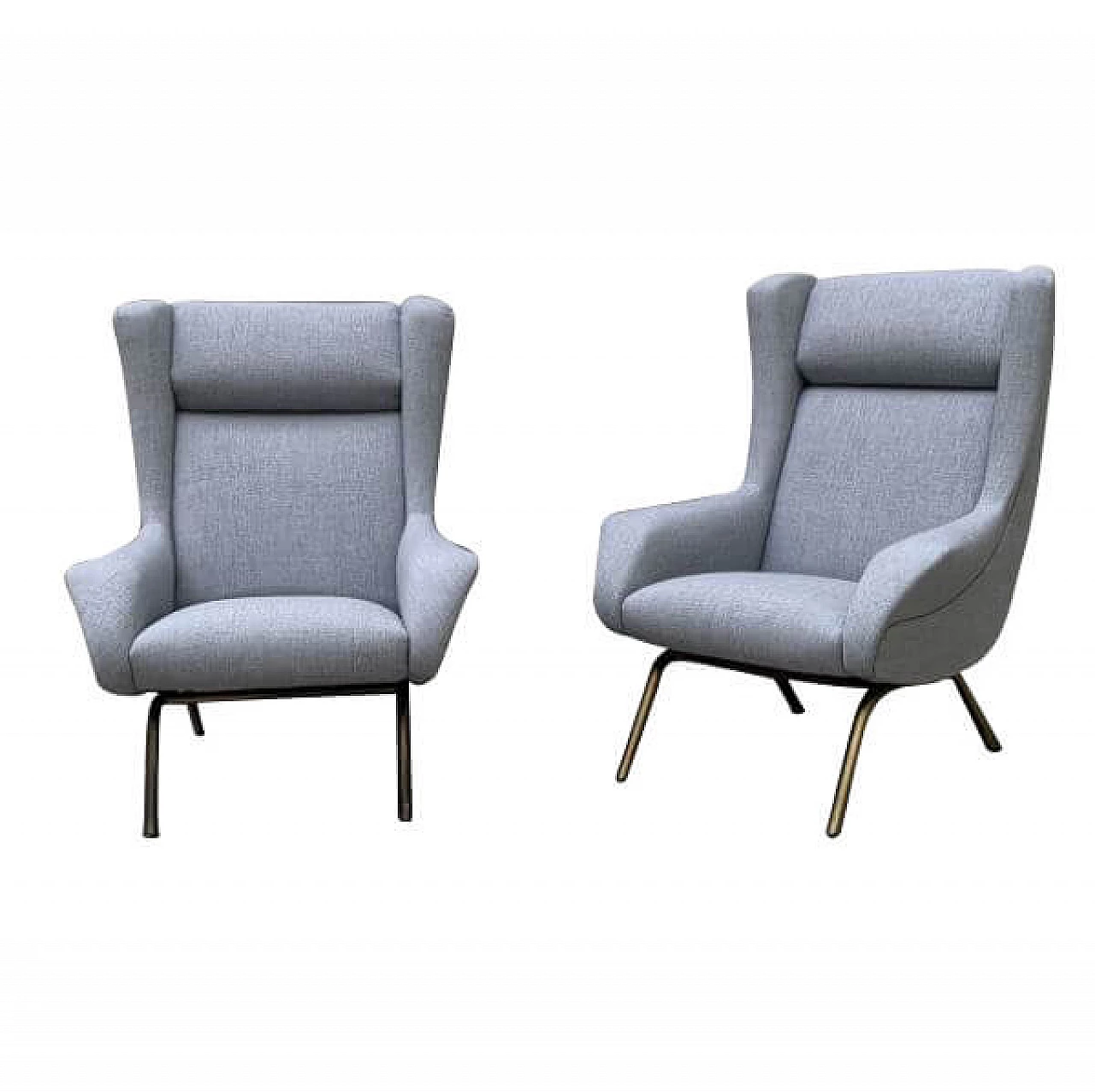 Pair of armchairs with brass legs, 50s 1197159