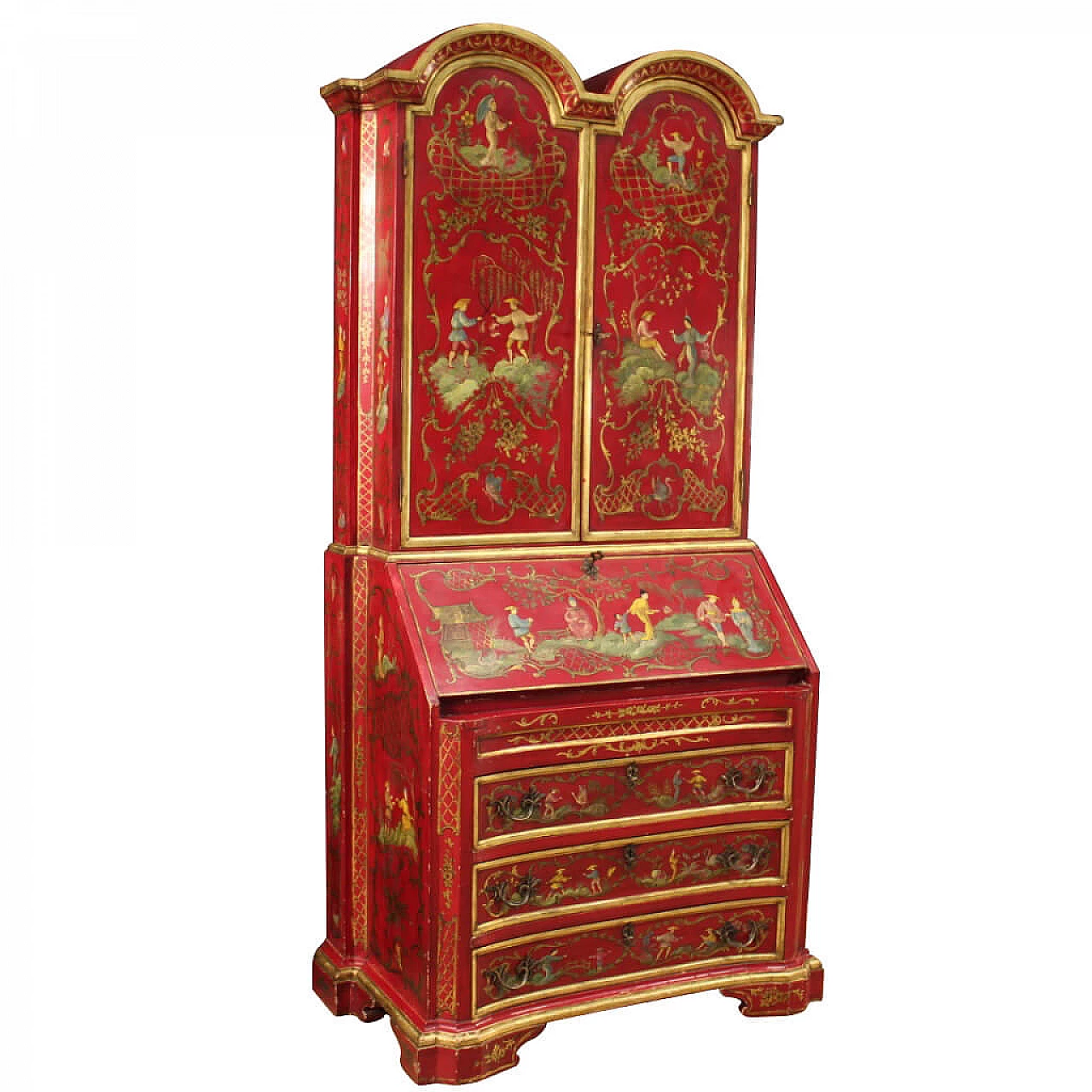 Venetian trumeau lacquered and painted chinoiserie, 1940s 1197261
