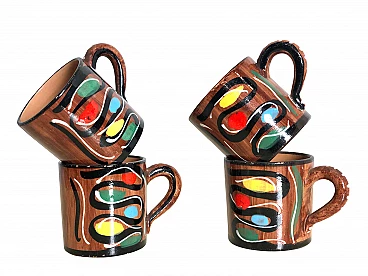 4 Deruta ceramic cups, 60s