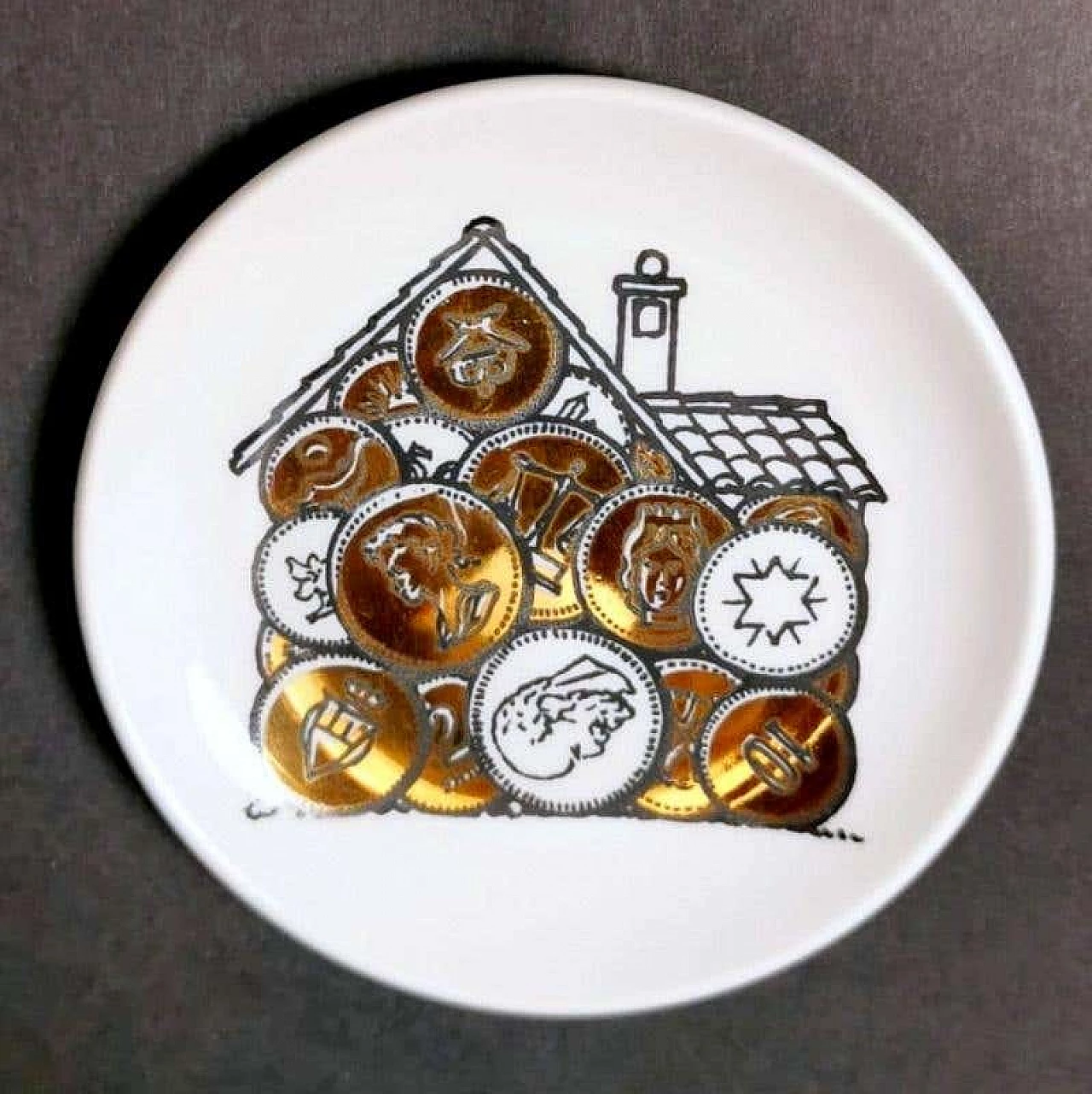 8 Coasters commissioned by Banca Unione Milano by Piero Fornasetti, 70s 1197357