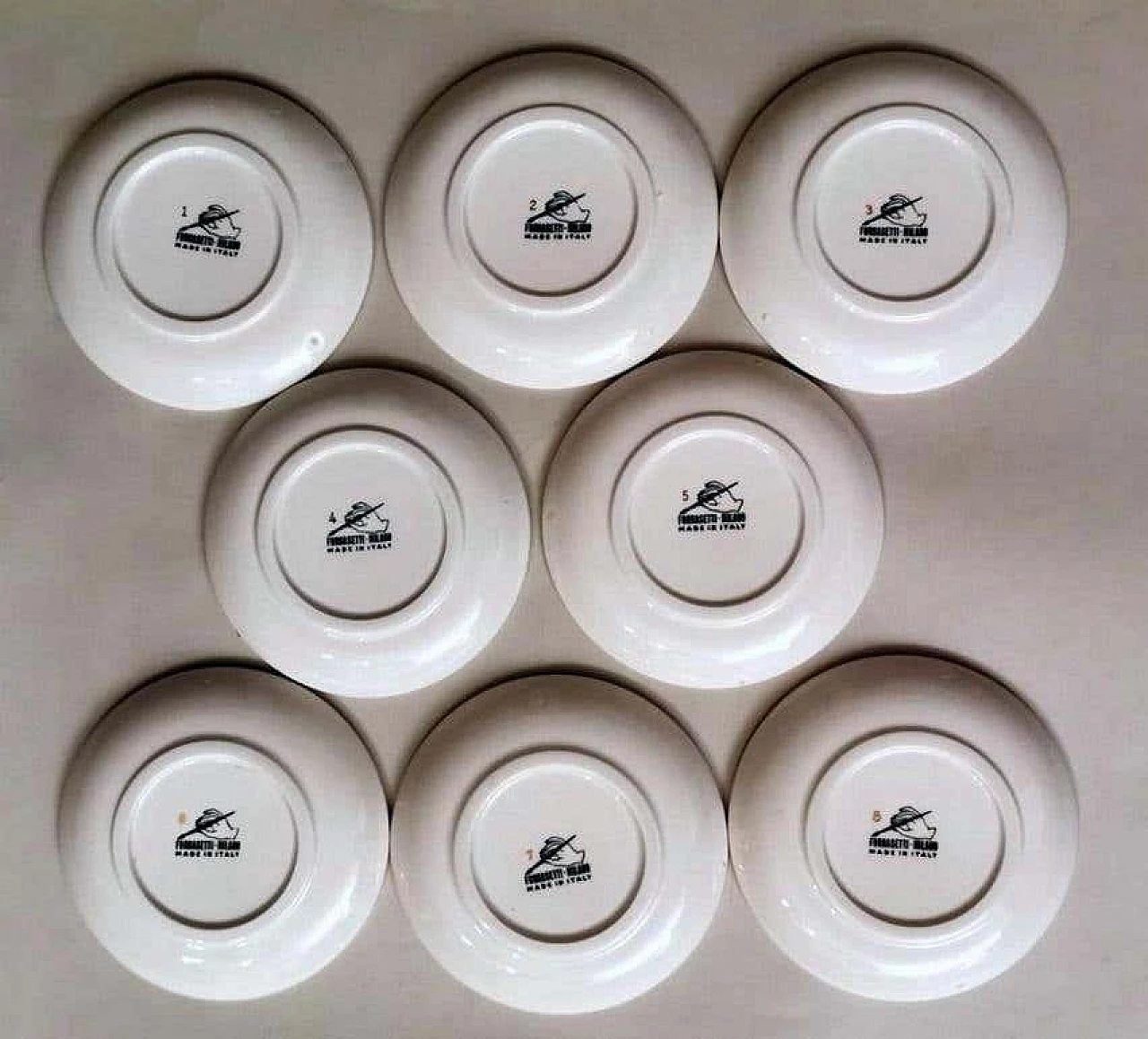 8 Coasters commissioned by Banca Unione Milano by Piero Fornasetti, 70s 1197367