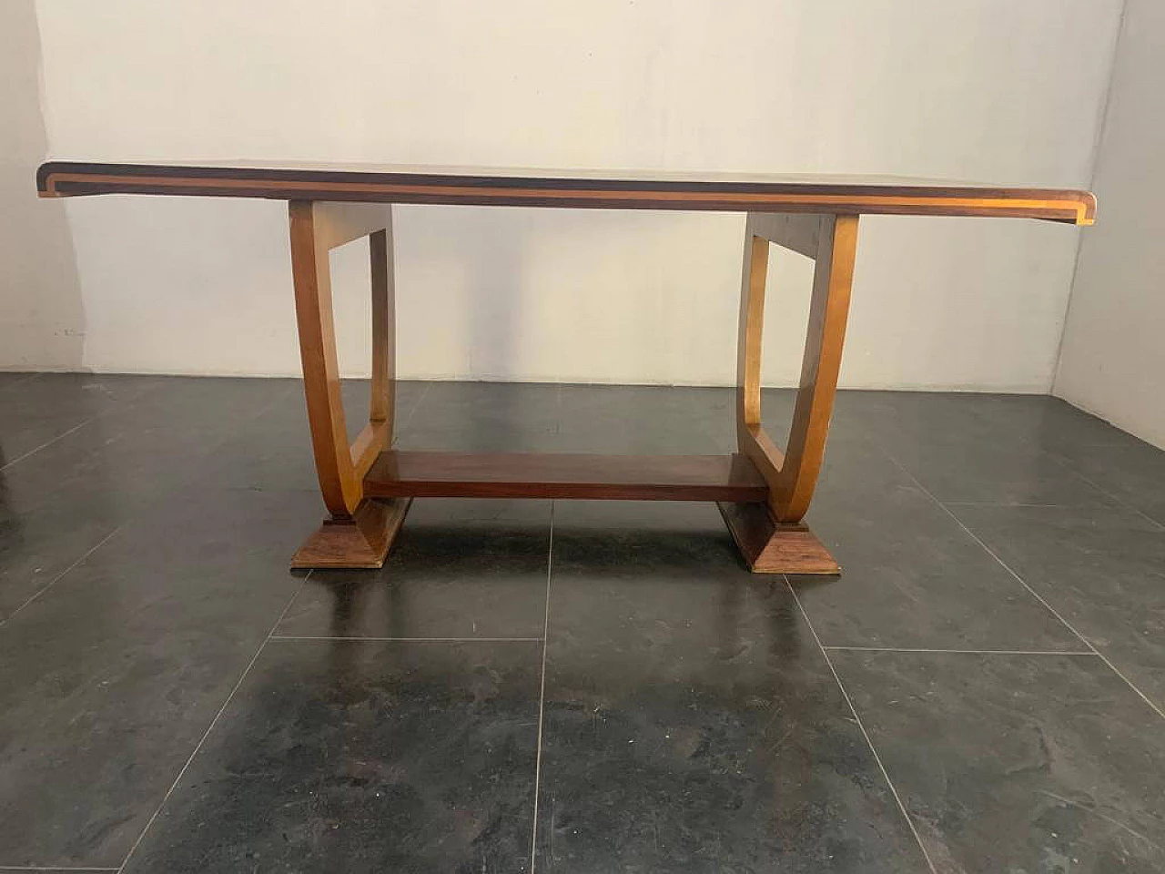Dining table in elm and maple, 40s 1197447