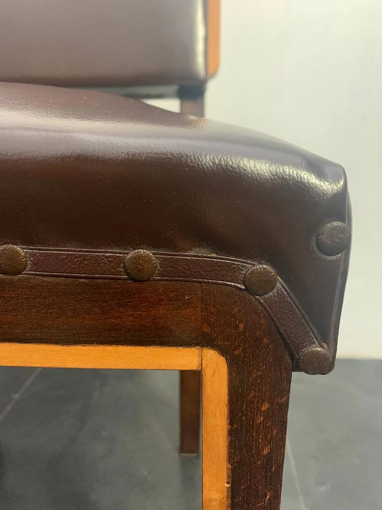 6 Art Deco dining chairs in elm, maple and leatherette, 1940s 1197479