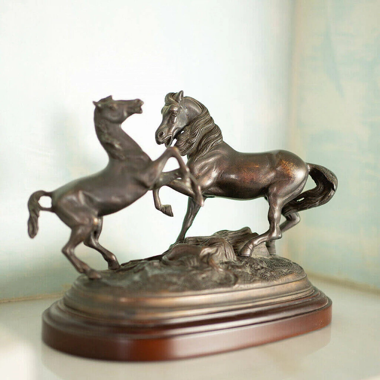 Bronze statue of rampant horses, 19th century 1197803