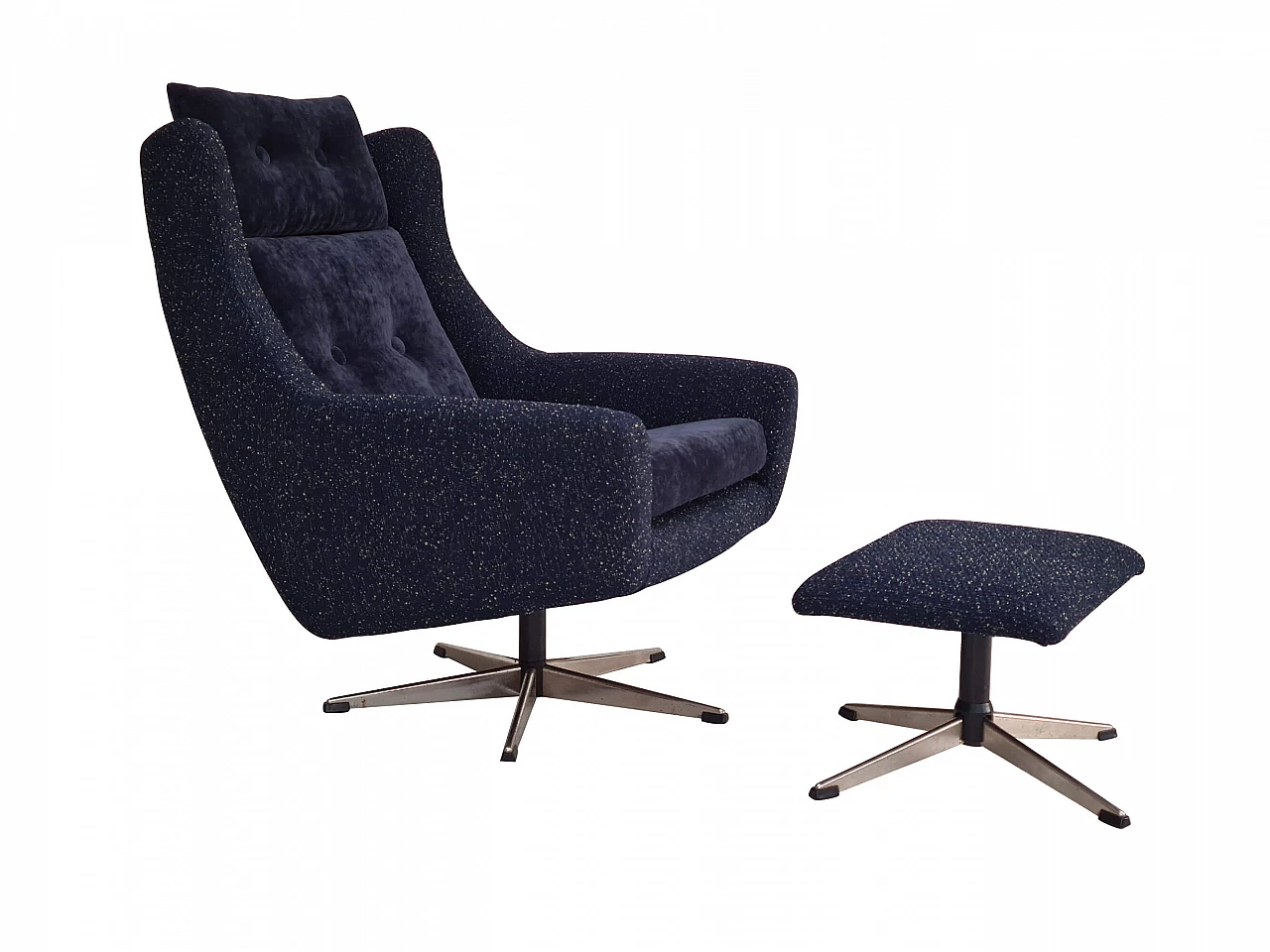 Danish swivel armchair with footstool, 70s 1197894