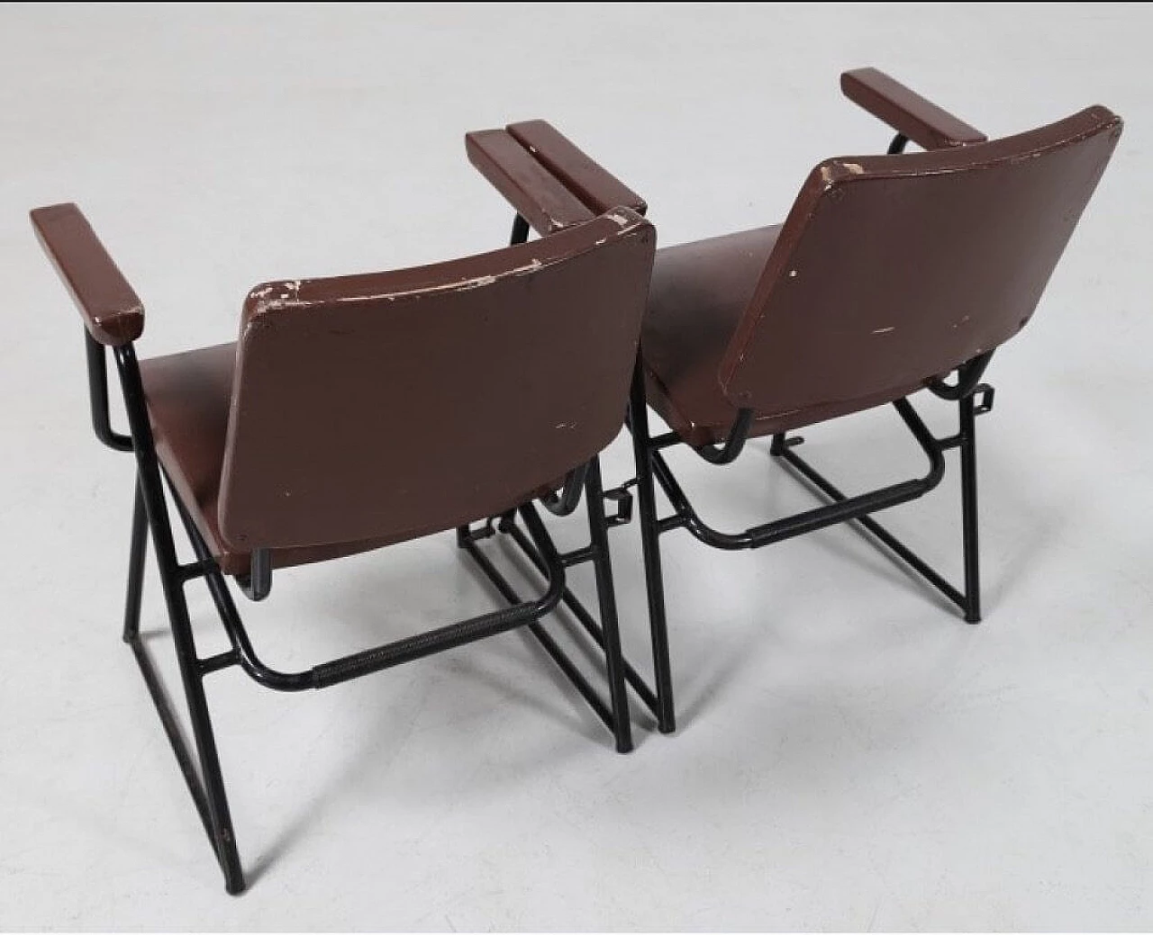 12 Chairs in lacquered wood and iron rodby by BBPR for Michelin Sport Club D.A.M.I., 30s 1197987
