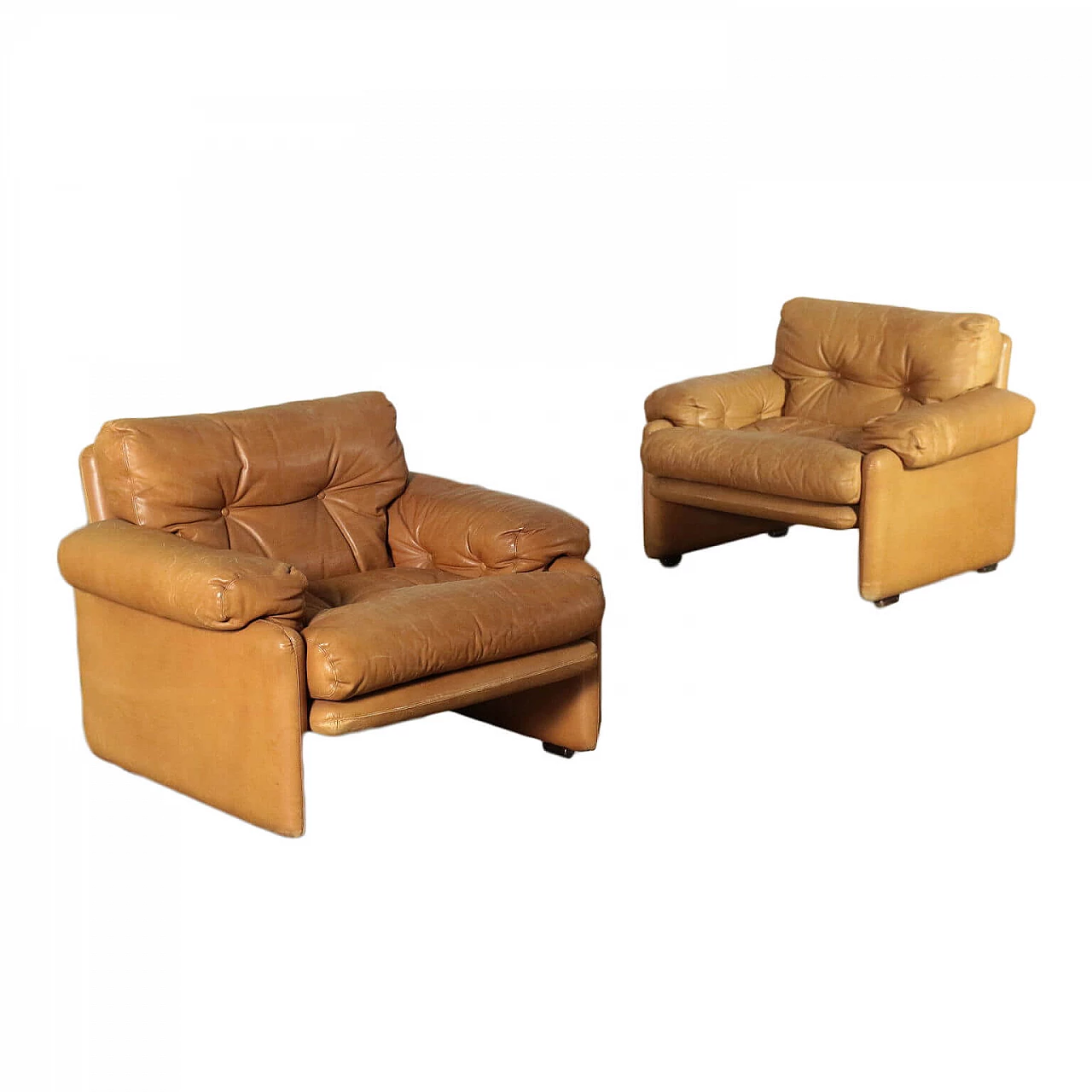 Pair of Coronado leather armchairs by Tobia Scarpa for C&B, 1970s 1198114