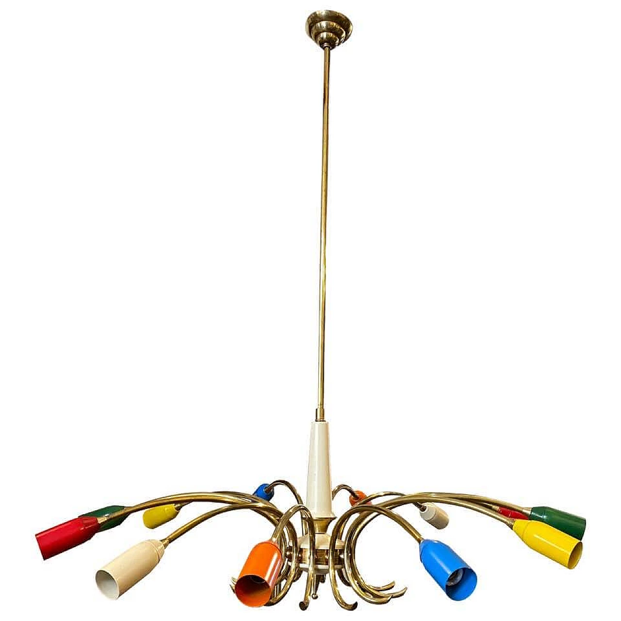 Lampadario Sputnik in ottone e metallo, anni '60 1198319