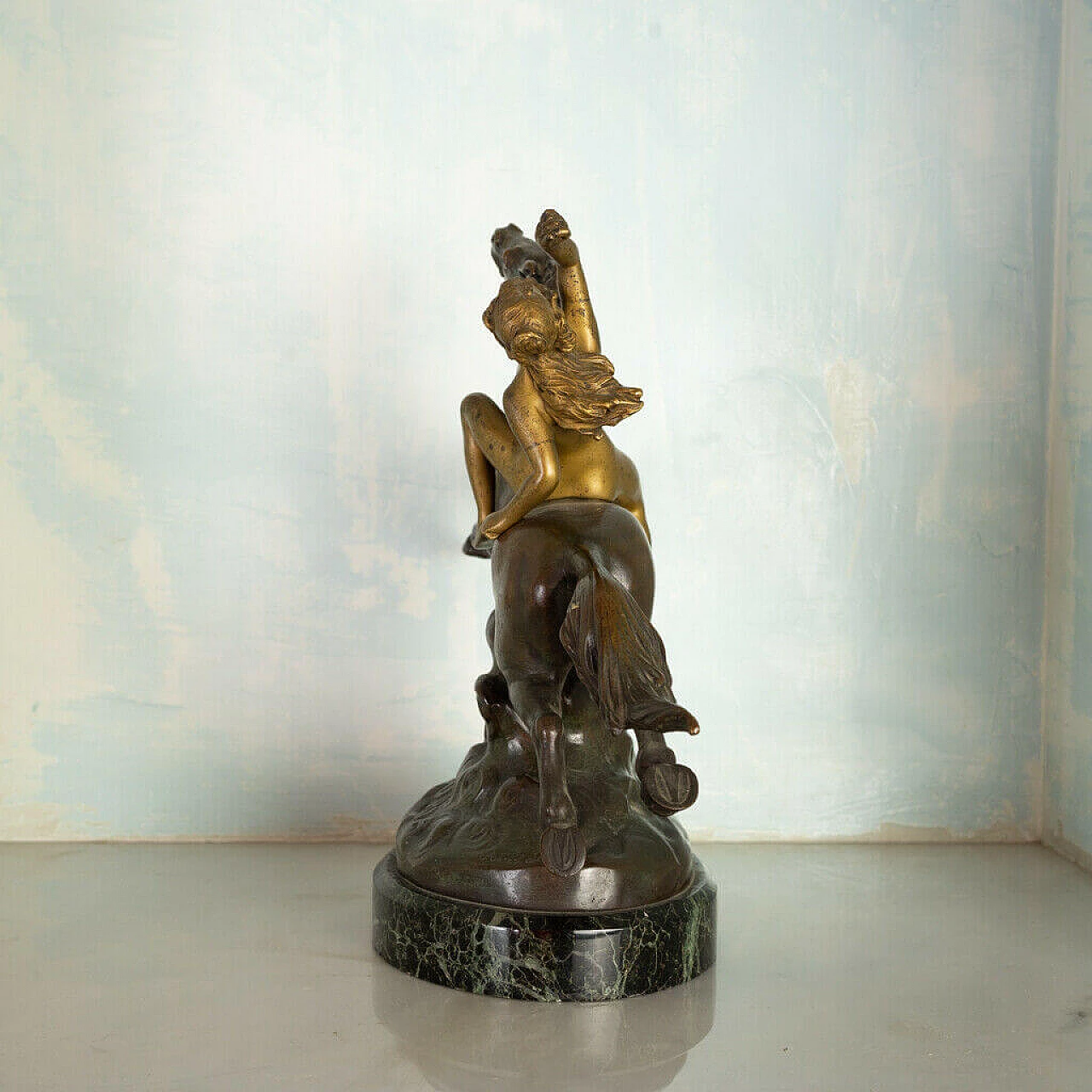 Statua in bronzo e marmo portoro La Furia, fine '800 1198430