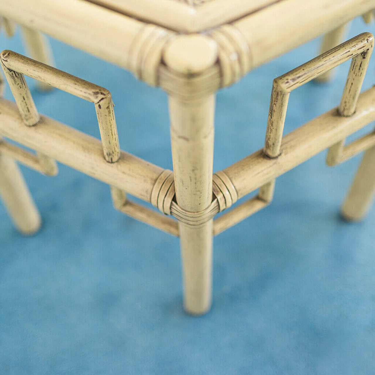 Tavolino in bambu e paglia di Vienna, anni '80 1198524
