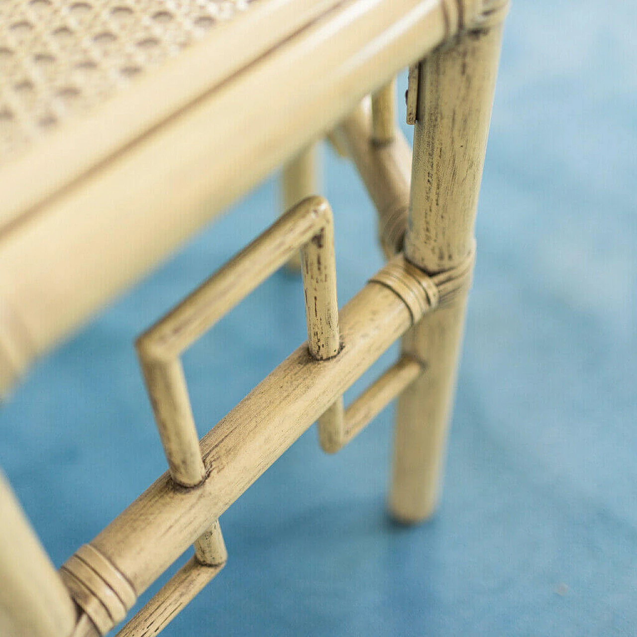 Coffee table in bamboo and Vienna straw, 80s 1198527