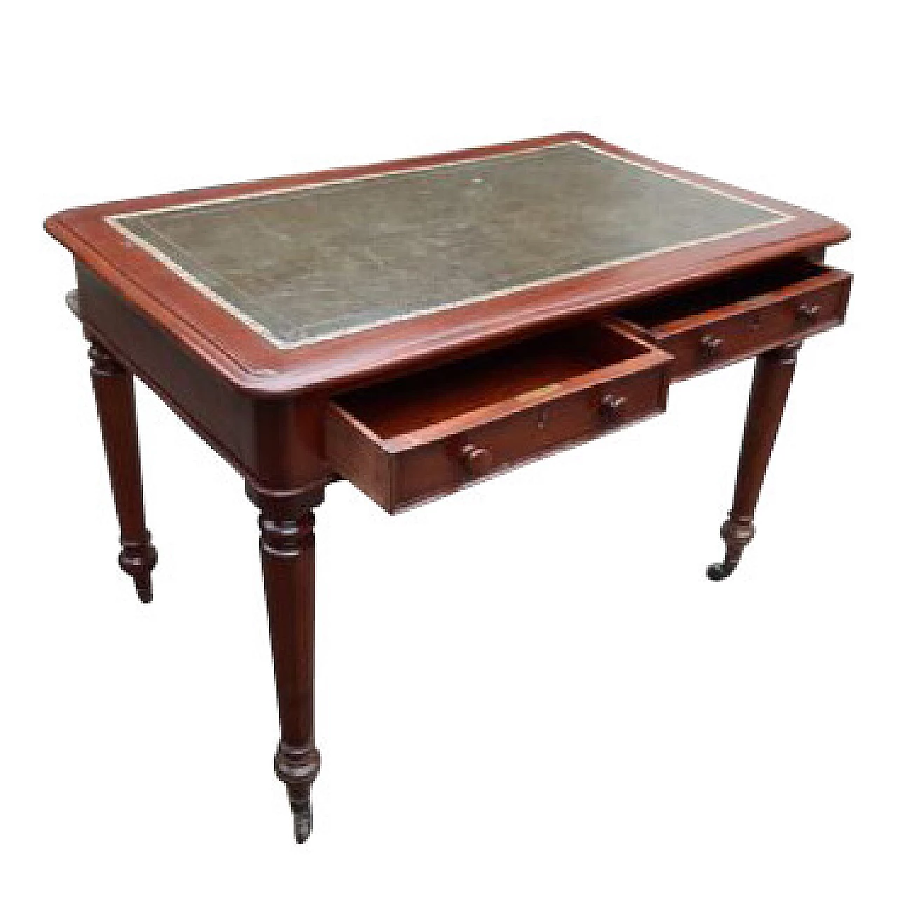 Scrivania Vittoriana in mogano e pelle, '800 1198592