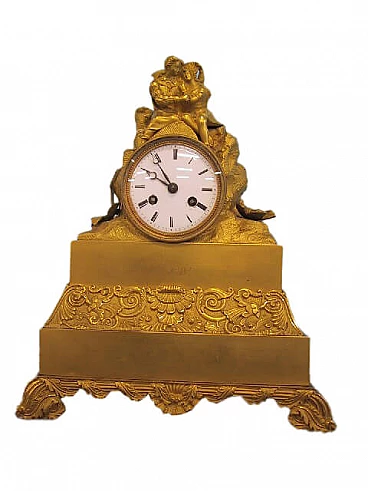 French mercury gilt bronze table clock, mid 19th century