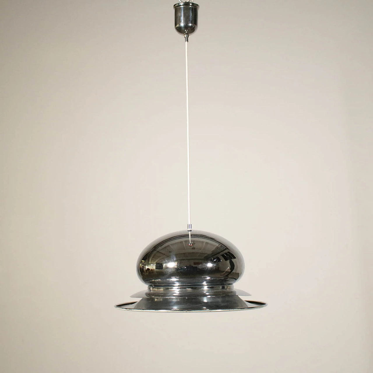Chromed metal chandelier, 70s 1198697