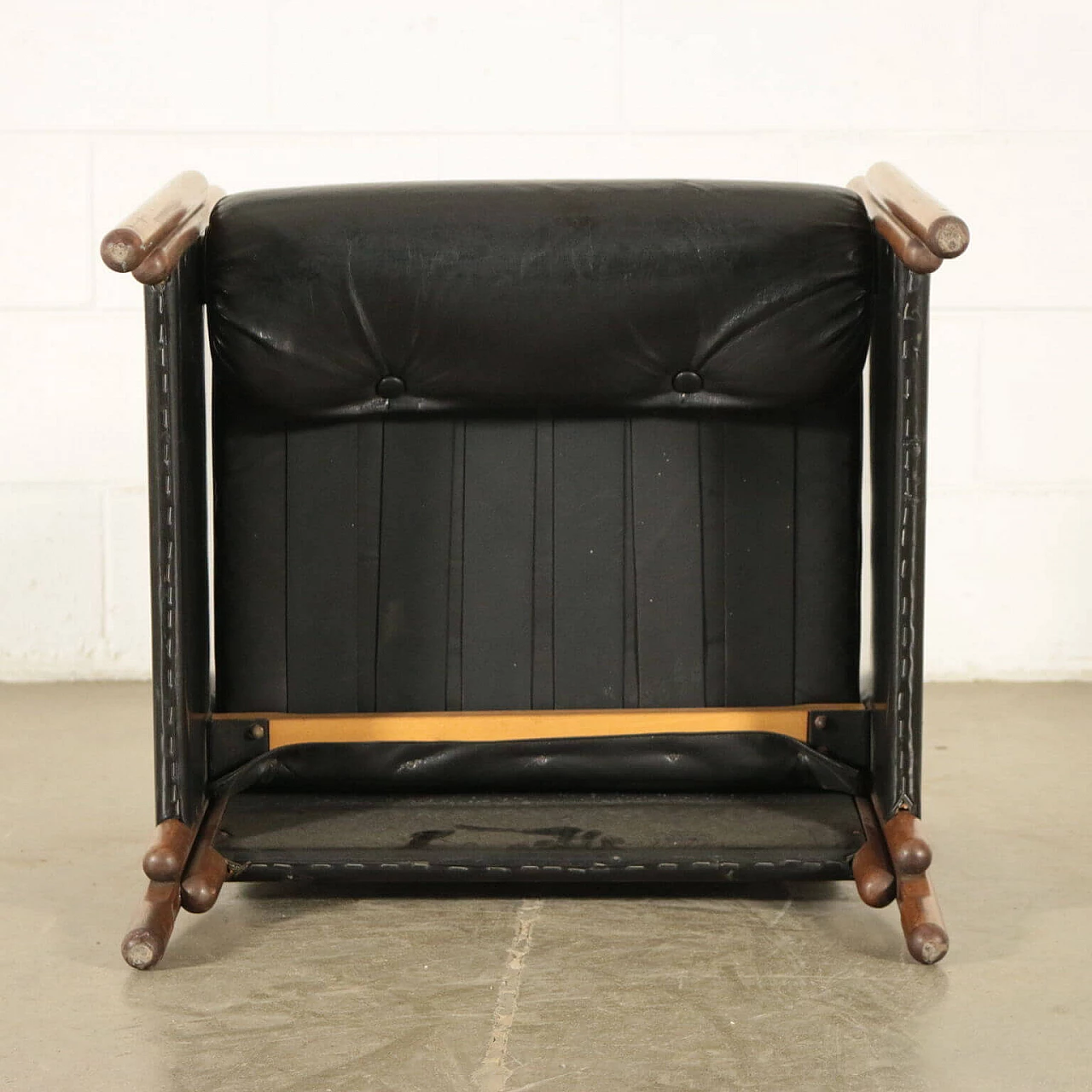 Armchair in beechwood and leatherette, 60s 1198720