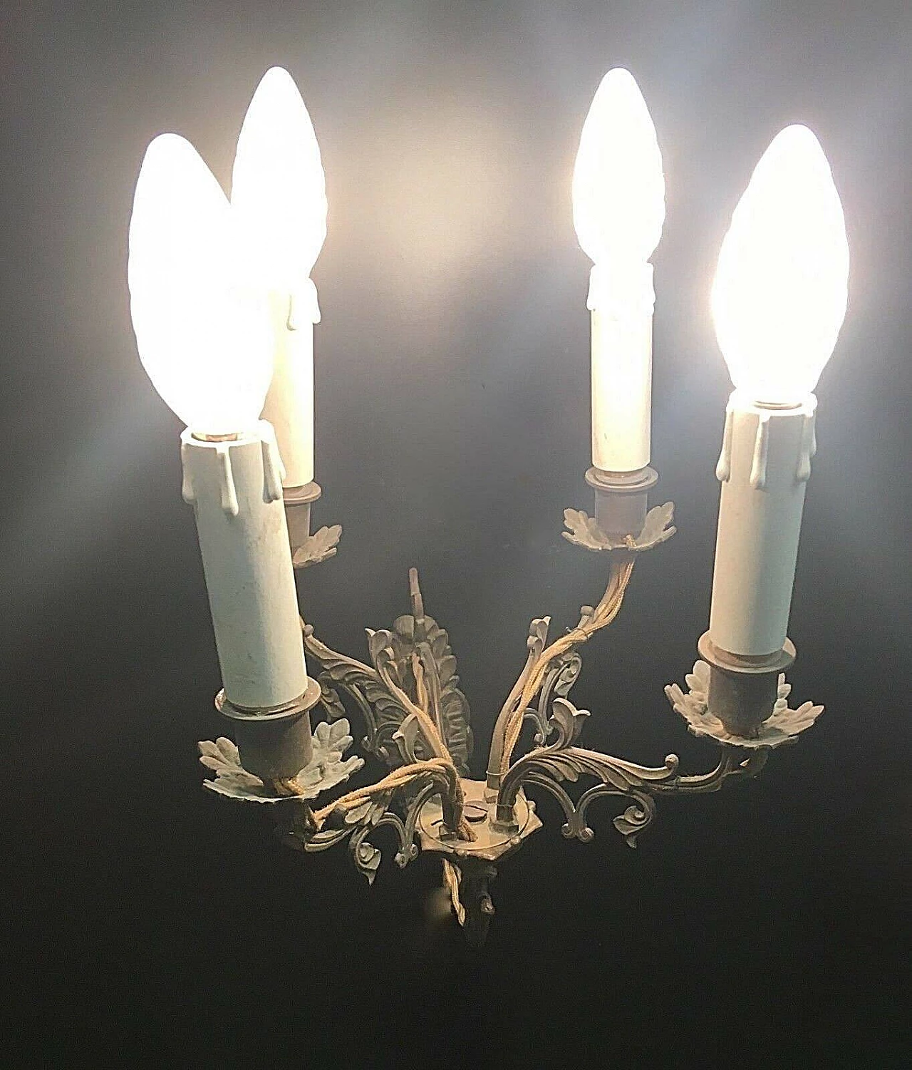 Applique a 4 luci in bronzo, anni '40 1198842