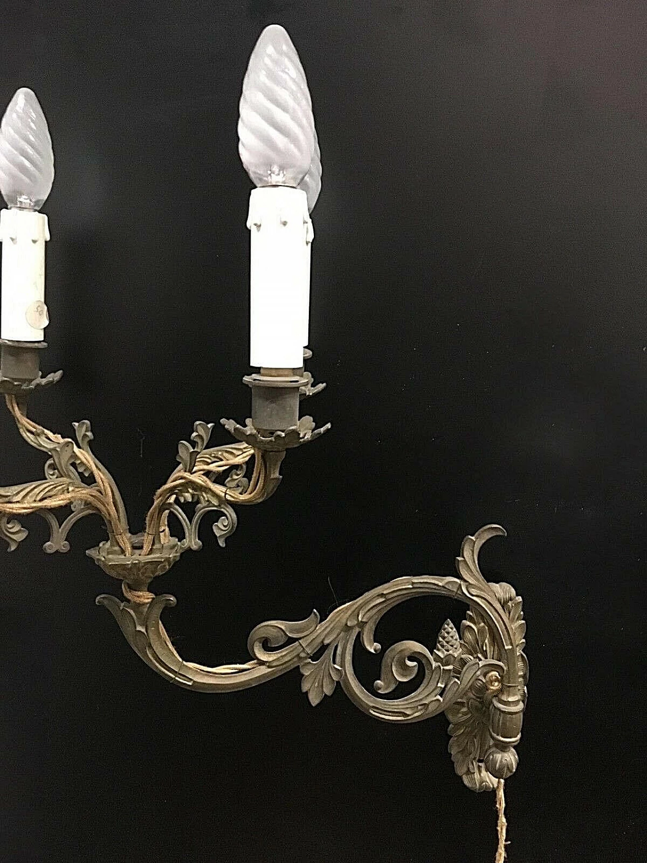Applique a 4 luci in bronzo, anni '40 1198844