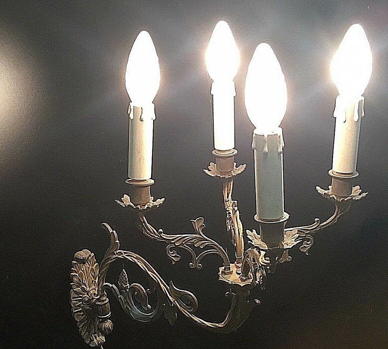 Applique a 4 luci in bronzo, anni '40 1198845