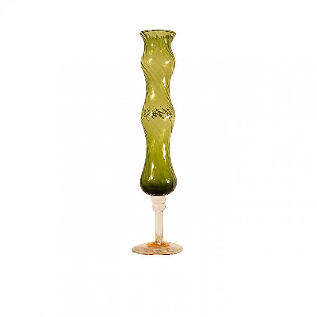 Vaso verde di cristallerie Ivat, anni '80 1198848