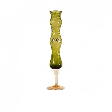 Vaso verde di cristallerie Ivat, anni '80