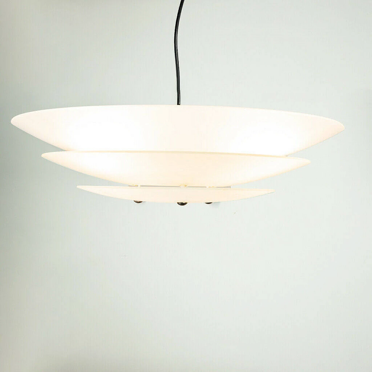 Opaline glass chandelier with 3-light, 1950s 1199031