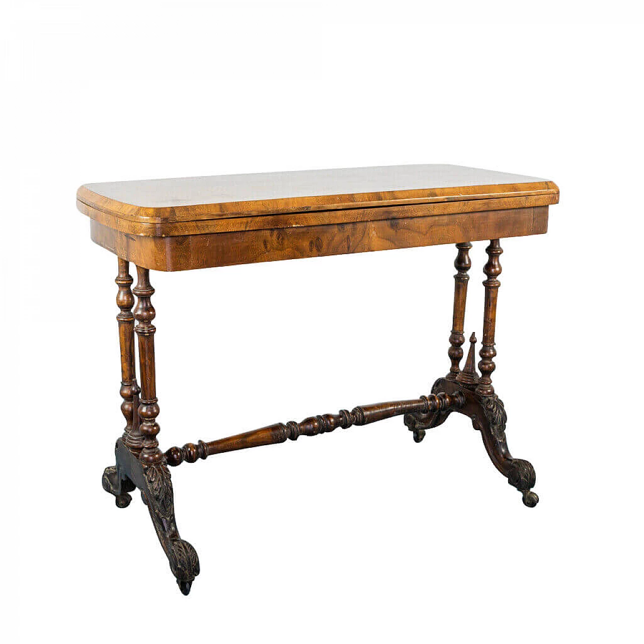 Writing and playing table in walnut briar, 19th century 1199194