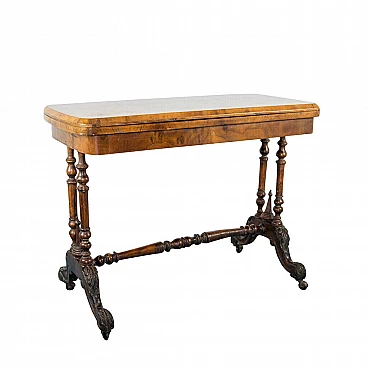 Writing and playing table in walnut briar, 19th century