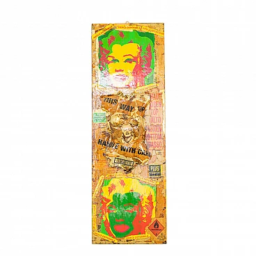 Mixed media painting on wood in pop-art style by Giuseppe De Simone, 2009