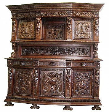 Renaissance style walnut sideboard, early '900
