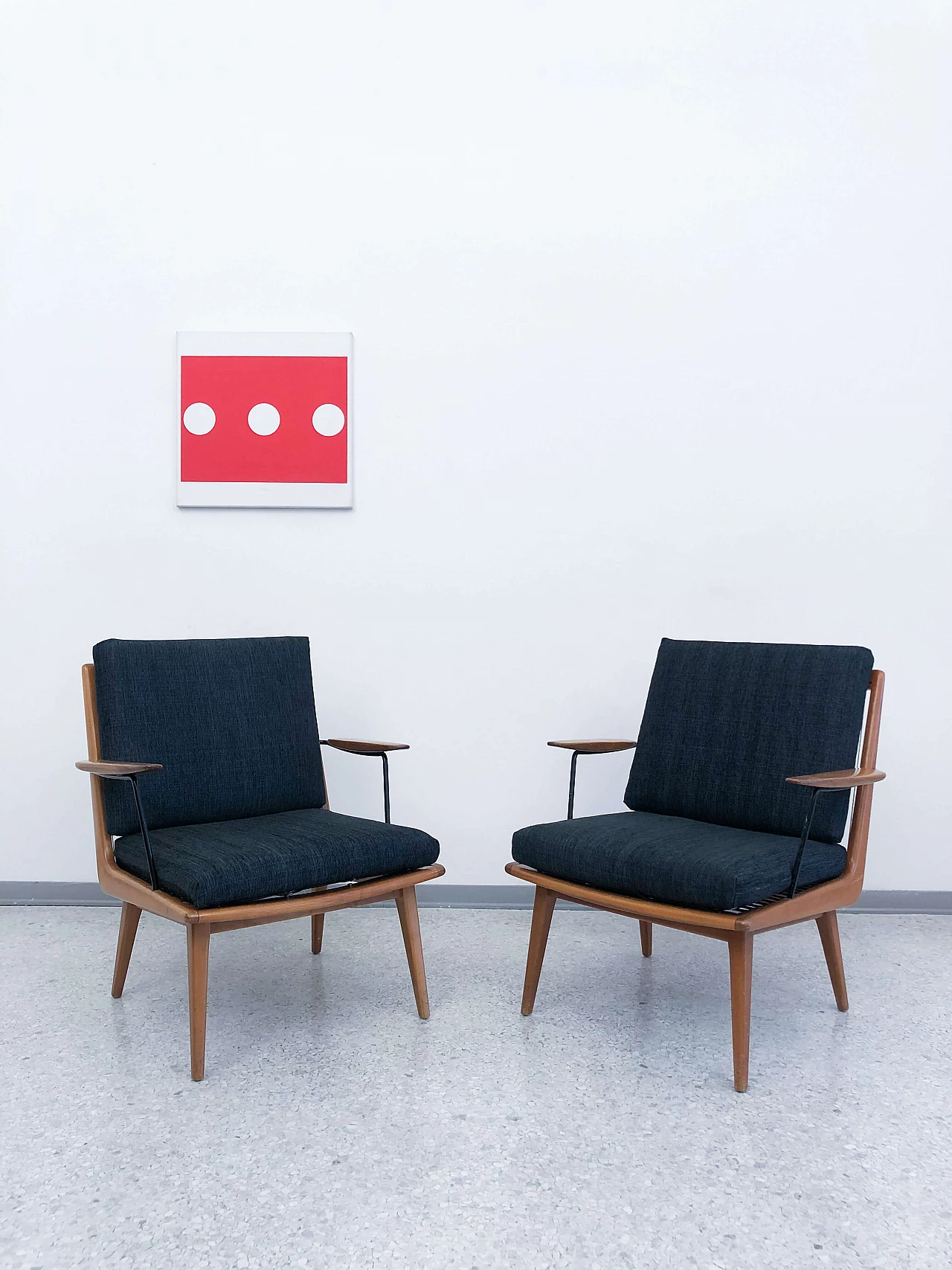 Pair of cherry wood armchairs by Hans Mitzlaff, 50s 1199374