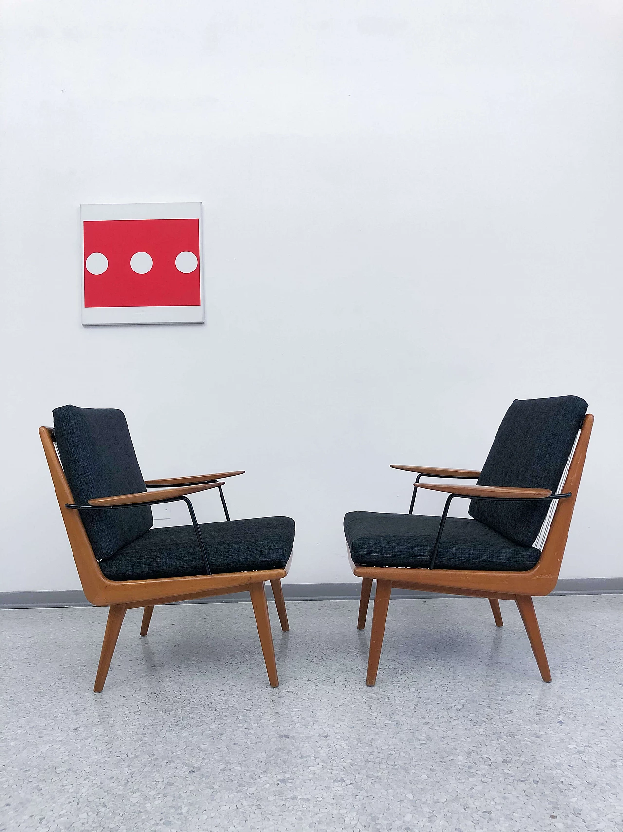 Pair of cherry wood armchairs by Hans Mitzlaff, 50s 1199376