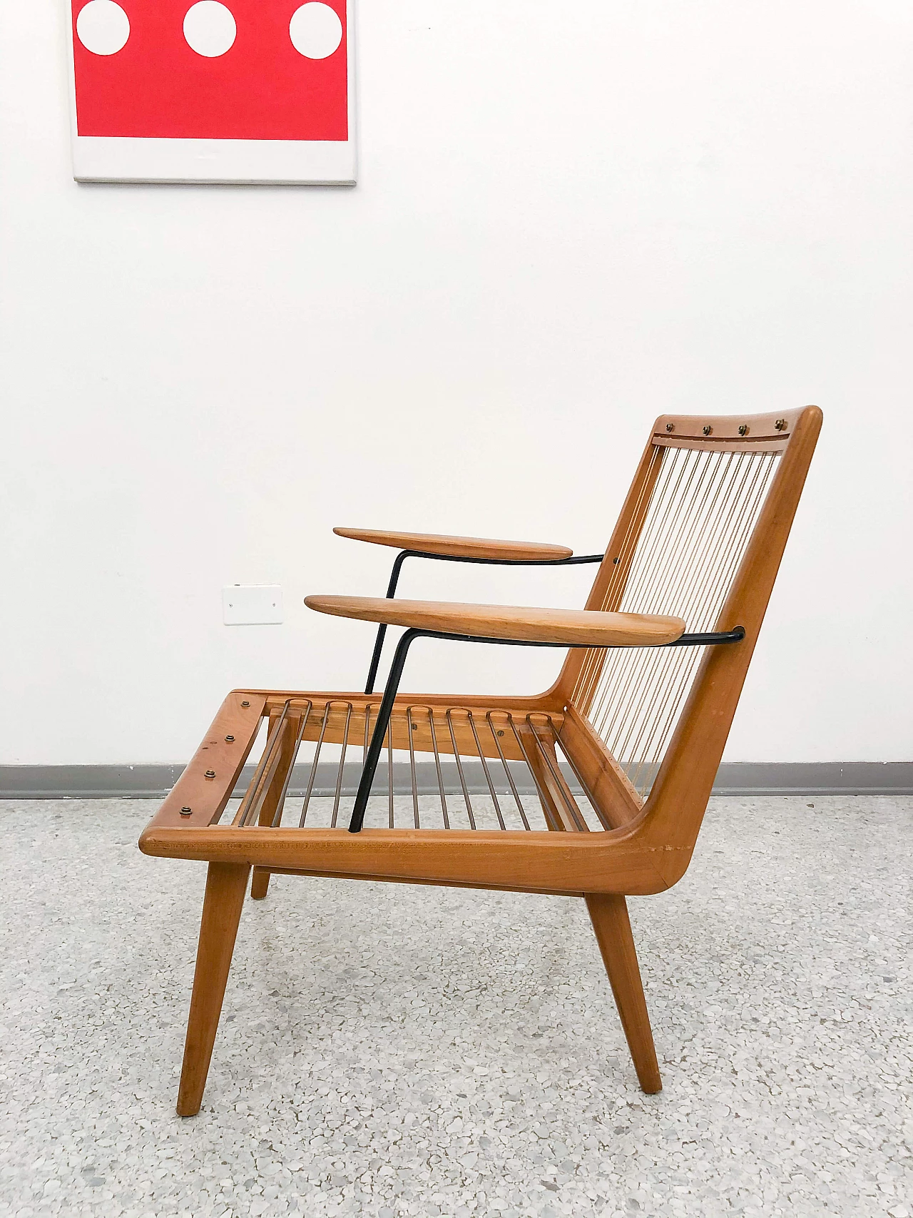 Pair of cherry wood armchairs by Hans Mitzlaff, 50s 1199386