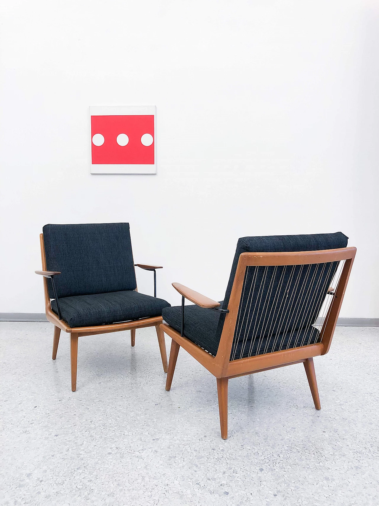 Pair of cherry wood armchairs by Hans Mitzlaff, 50s 1199390