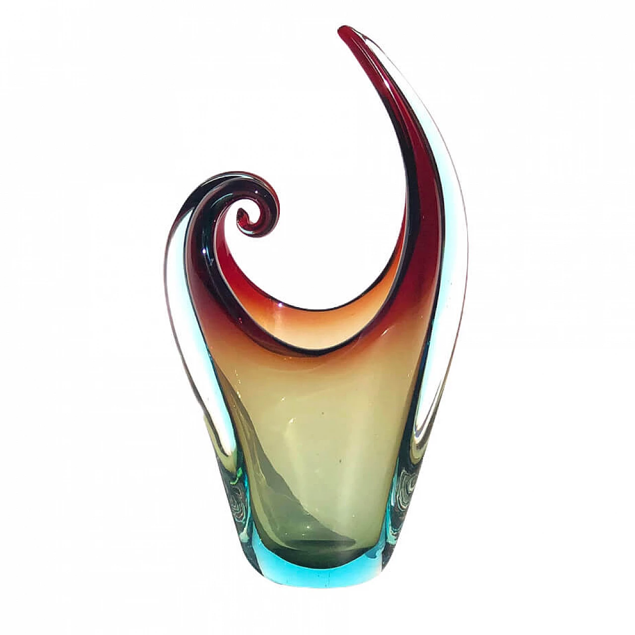 Murano glass vase in red and blue, 70s 1199431