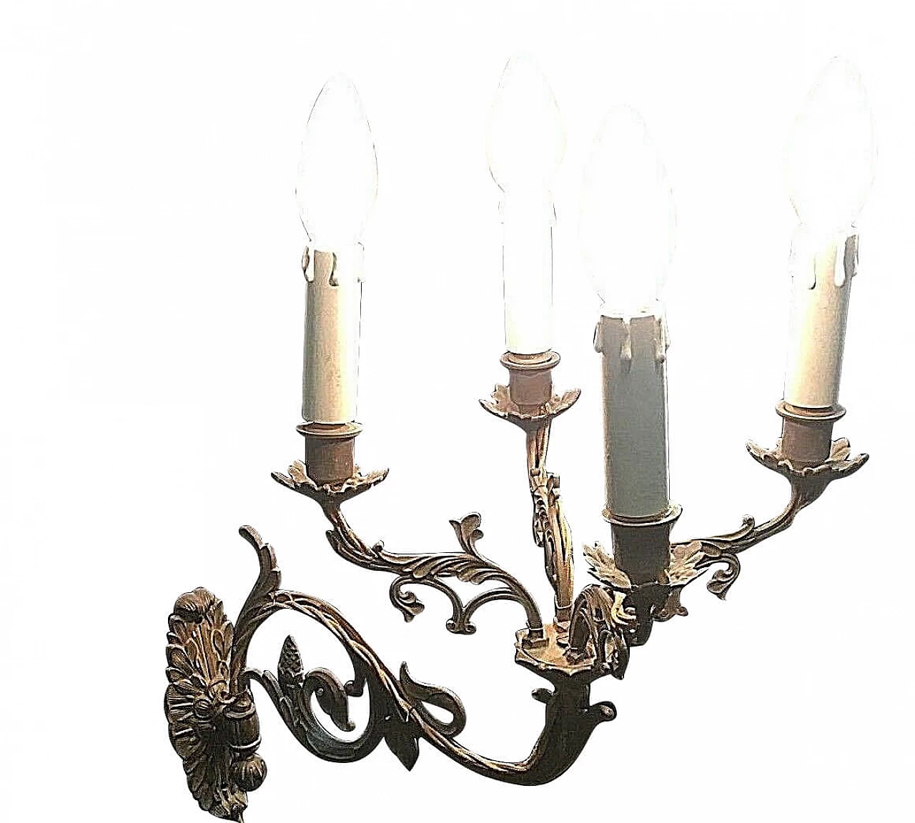 Applique a 4 luci in bronzo, anni '40 1199456