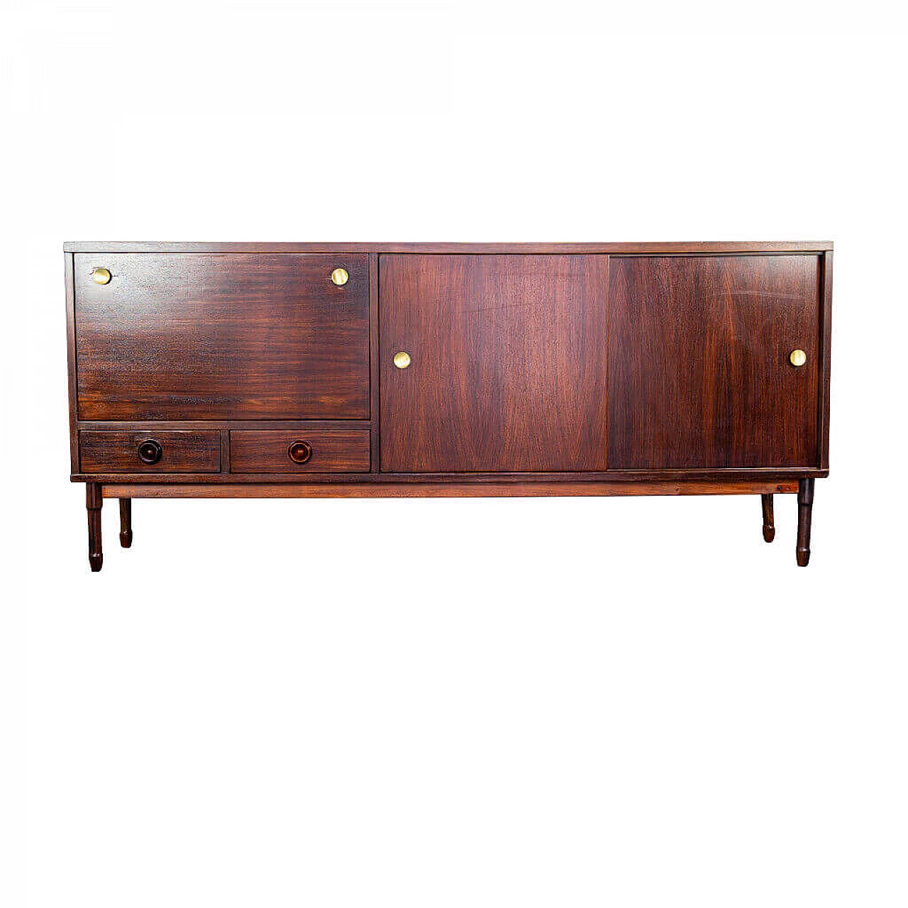 Sideboard in wood and brass, 70s 1199465
