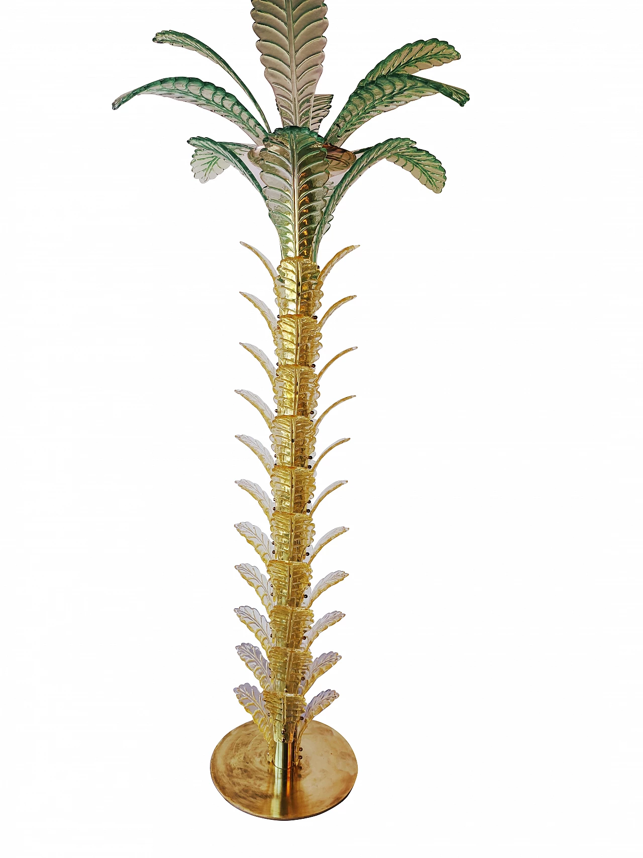 Palm-shaped floor lamp in brass and Murano glass, 70s 1199536