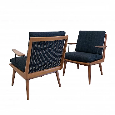 Pair of cherry wood armchairs by Hans Mitzlaff, 50s
