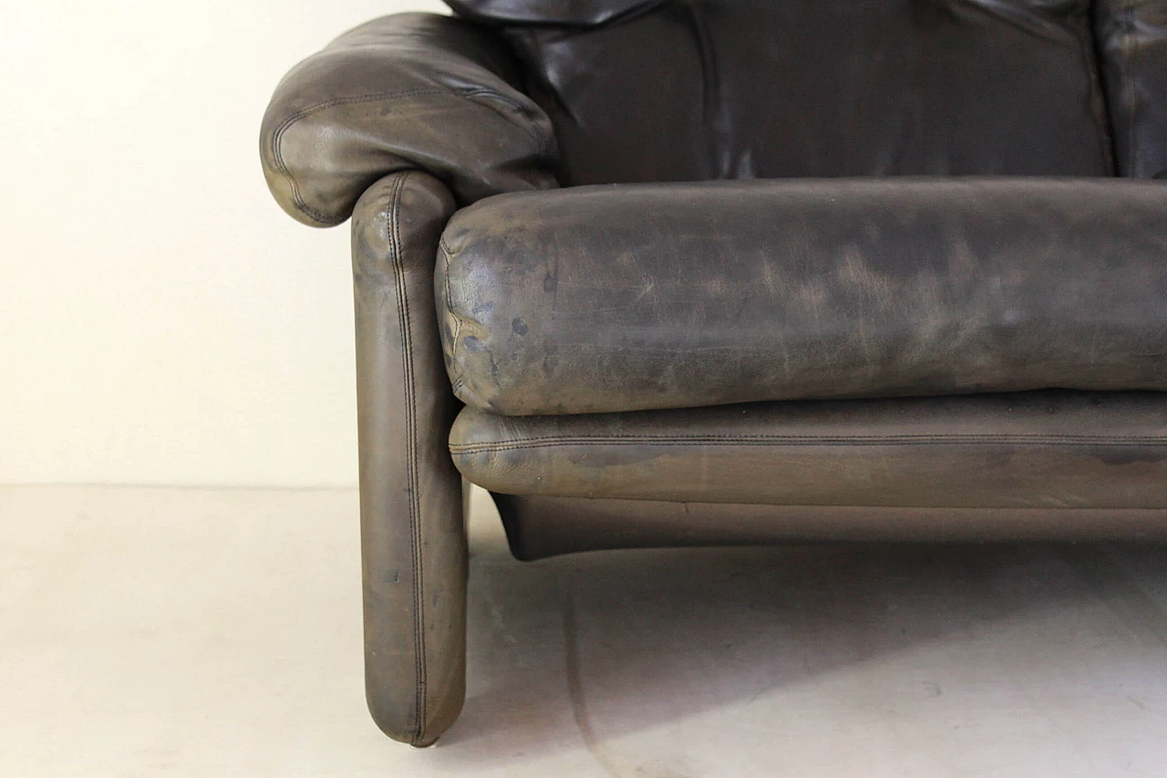 Coronado sofa by Afra and Tobia Scarpa for B&B in vintage brown leather, 1960s 1199807