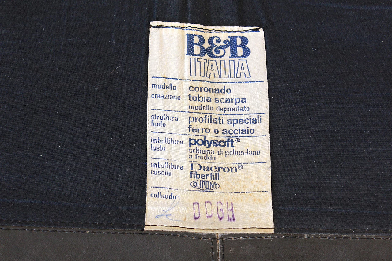 Divano Coronado di Afra e Tobia Scarpa per B&B in pelle vintage, anni '60 1199814