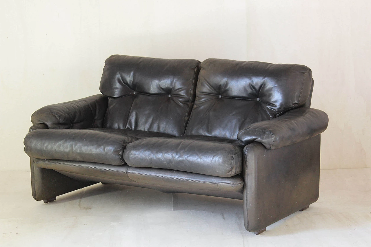 Coronado sofa by Afra and Tobia Scarpa for B&B in vintage brown leather, 1960s 1199821