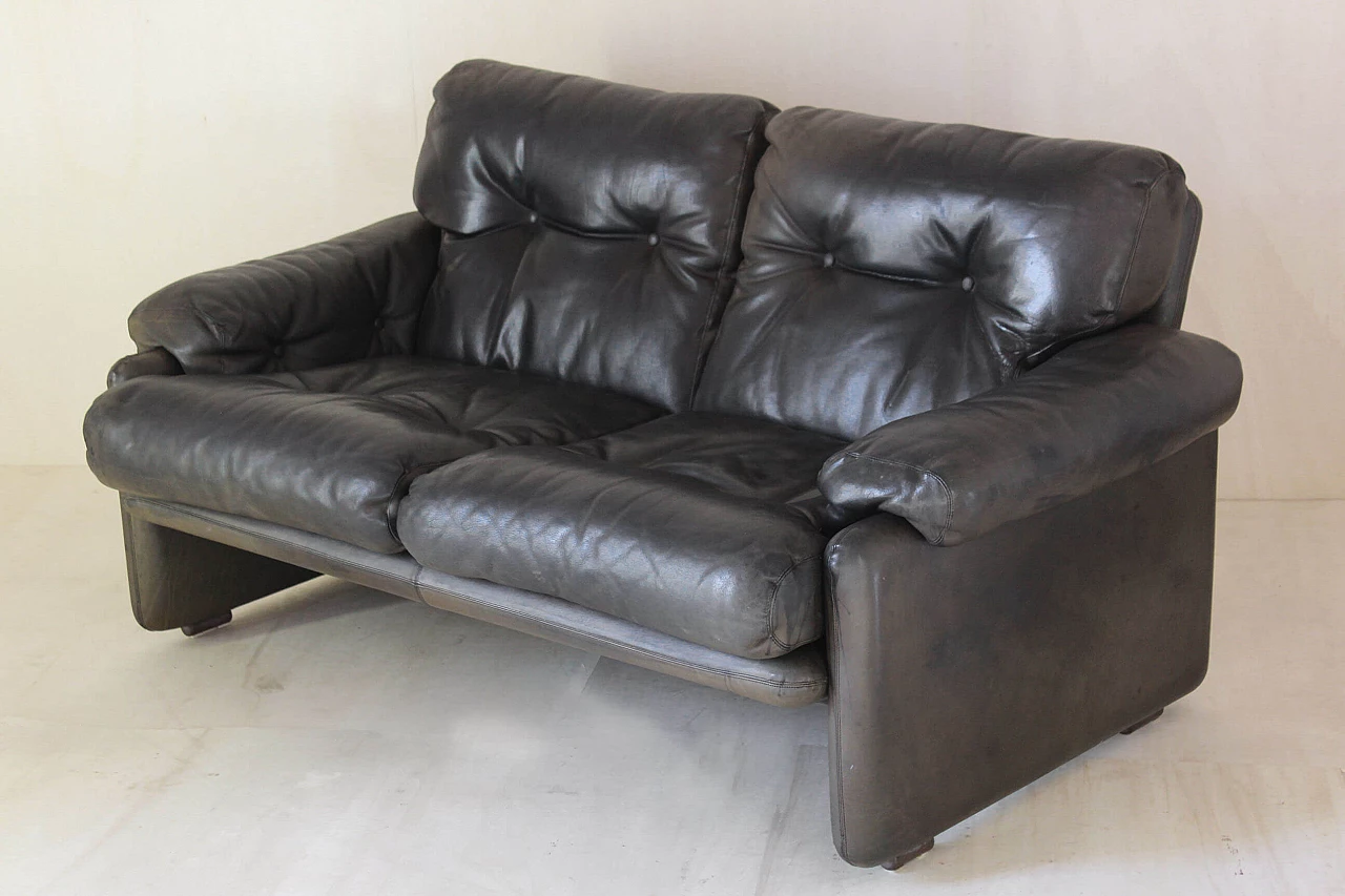 Coronado sofa by Afra and Tobia Scarpa for B&B in vintage brown leather, 1960s 1199834