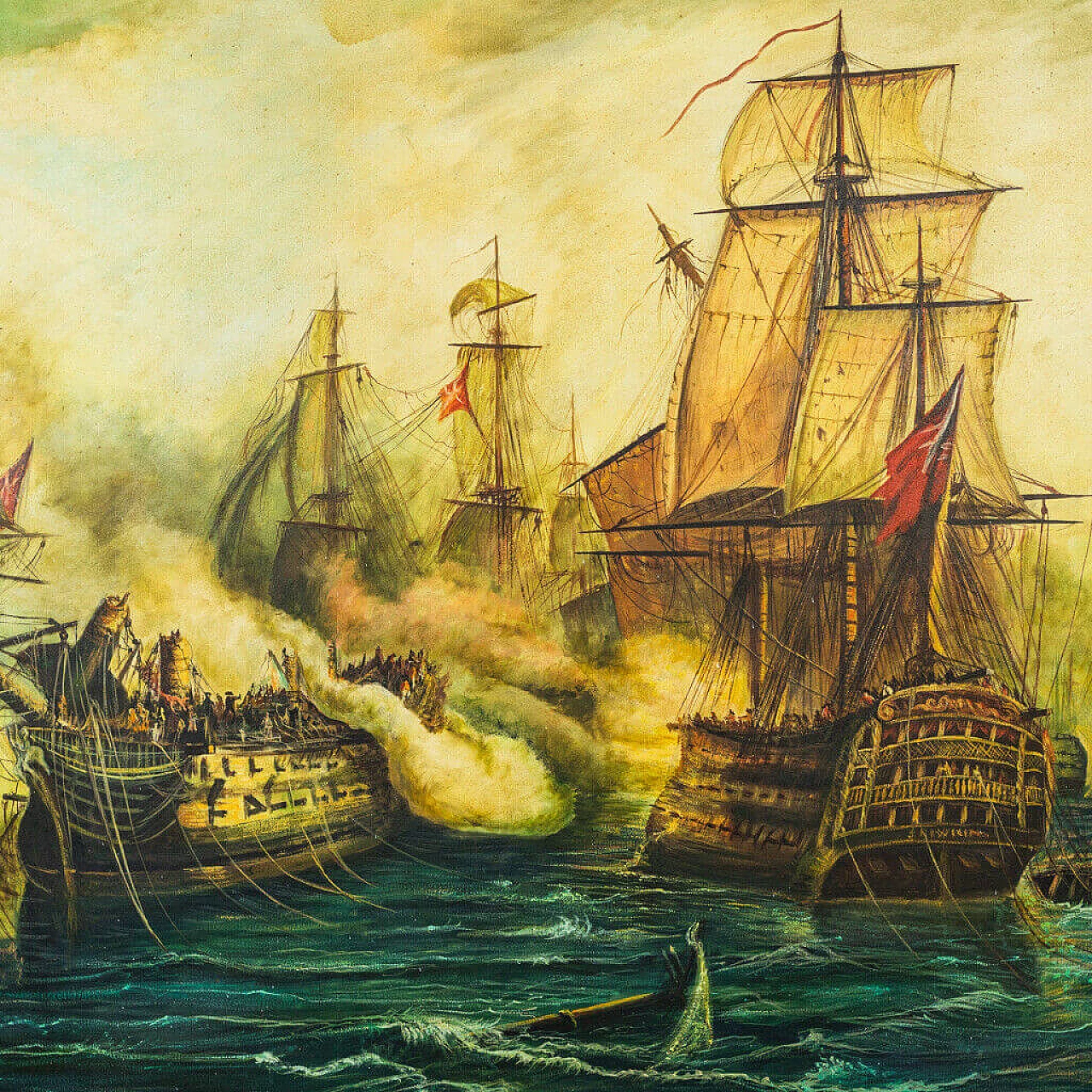 Painting of the Battle of Trafalgar by Barnaba, 70s 1199933