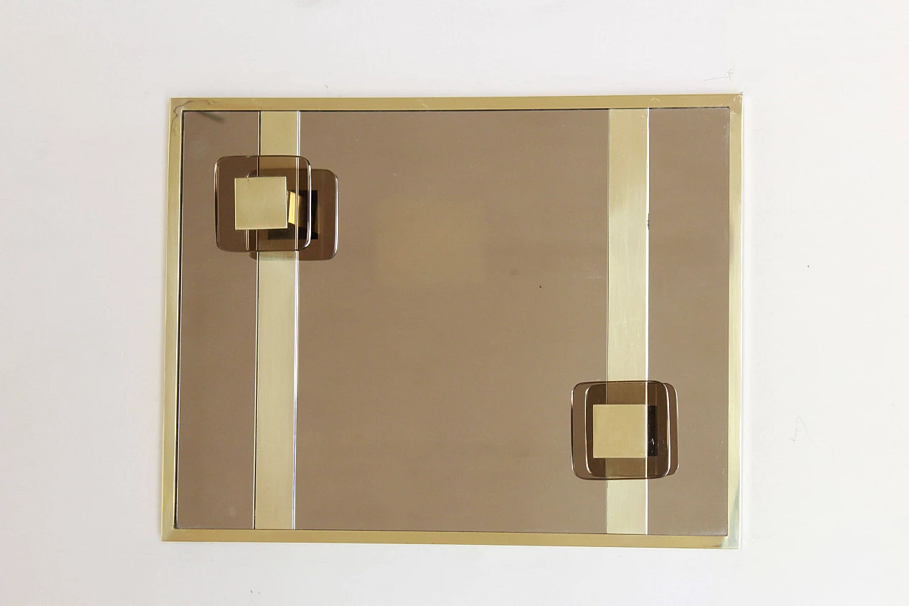 Appendiabiti vintage in ottone e vetro specchiato, anni '70 1200064