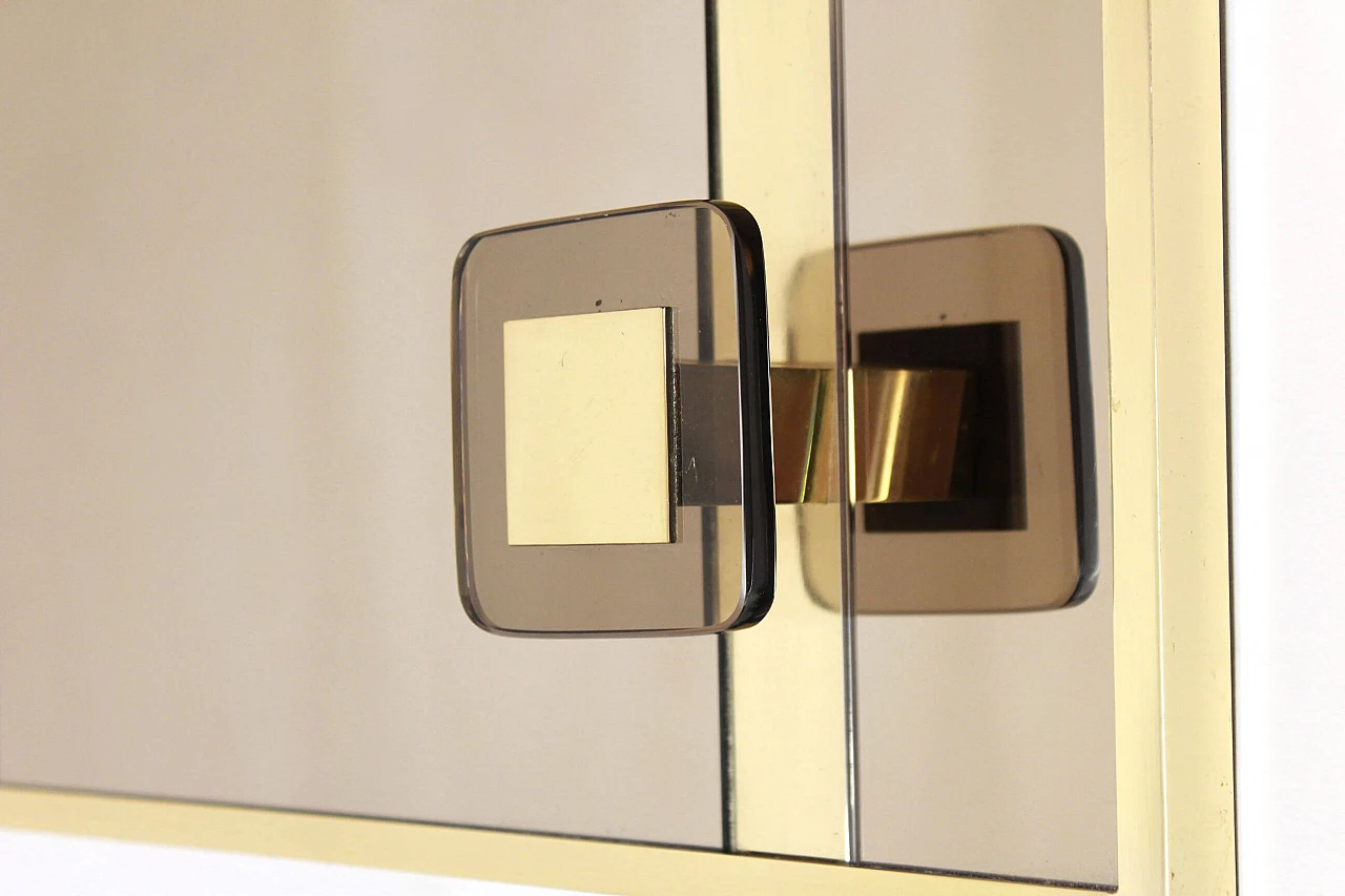 Appendiabiti vintage in ottone e vetro specchiato, anni '70 1200067