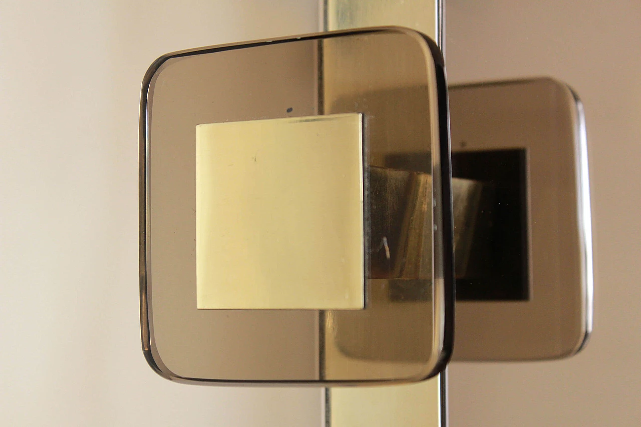 Appendiabiti vintage in ottone e vetro specchiato, anni '70 1200068