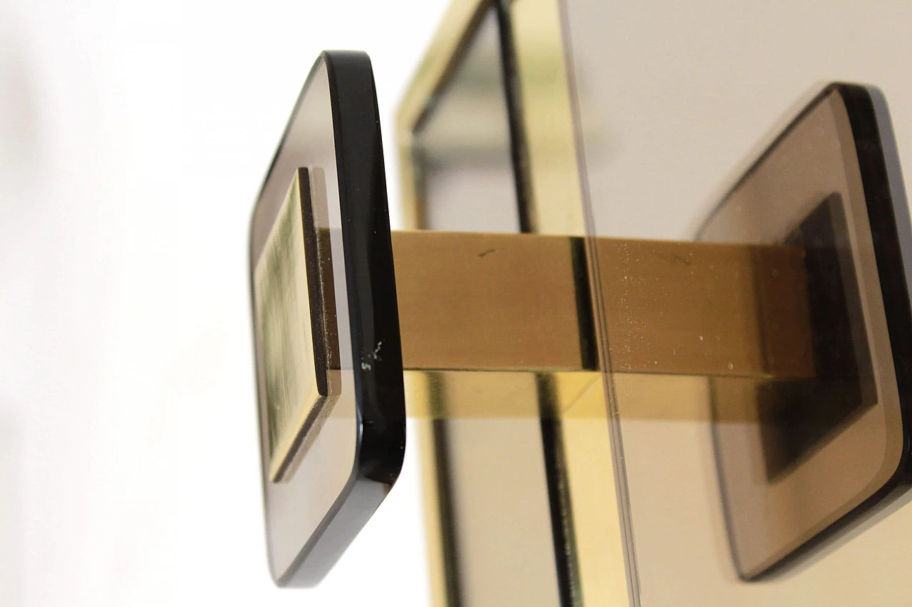 Appendiabiti vintage in ottone e vetro specchiato, anni '70 1200070