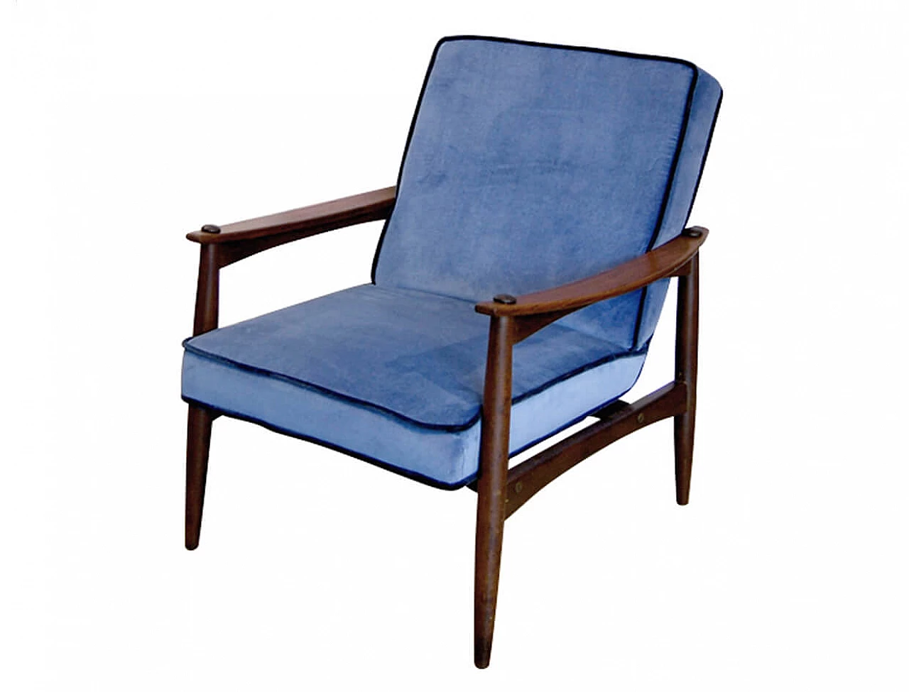 Danish blue armchair, 60s 1200108