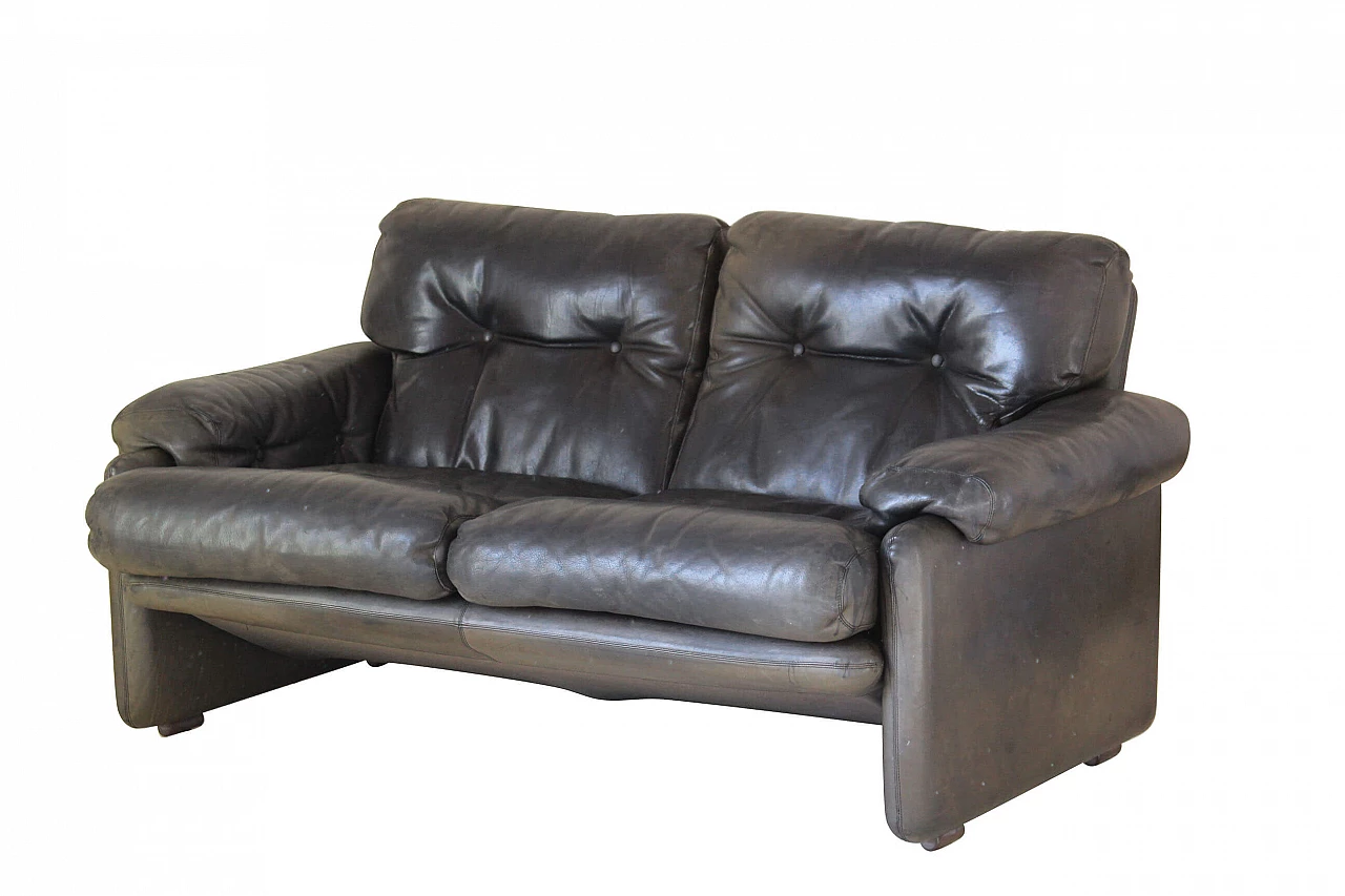 Coronado sofa by Afra and Tobia Scarpa for B&B in vintage brown leather, 1960s 1200119